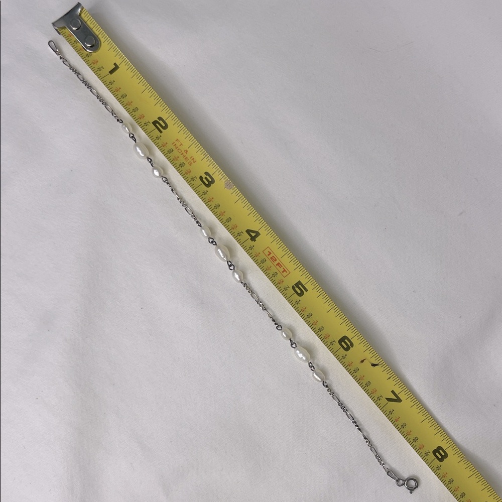 Sterling Silver and White Pearl Bracelet/Anklet Italy - Picture 5 of 5